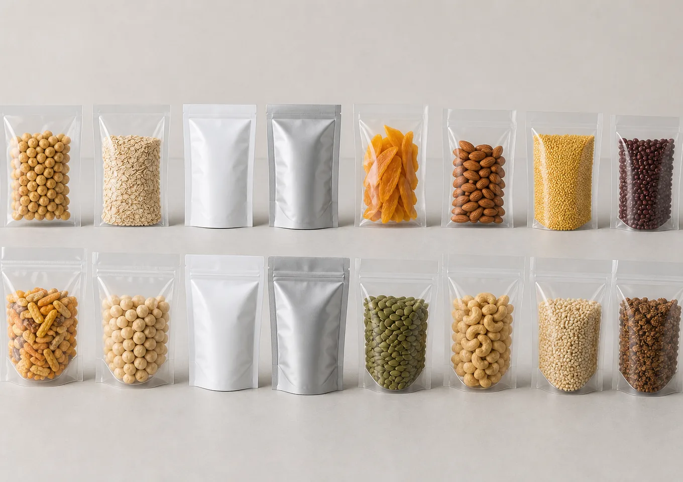 Dual-Lane Horizontal Pouch Packaging Machine | AI-generated application packaging illustration