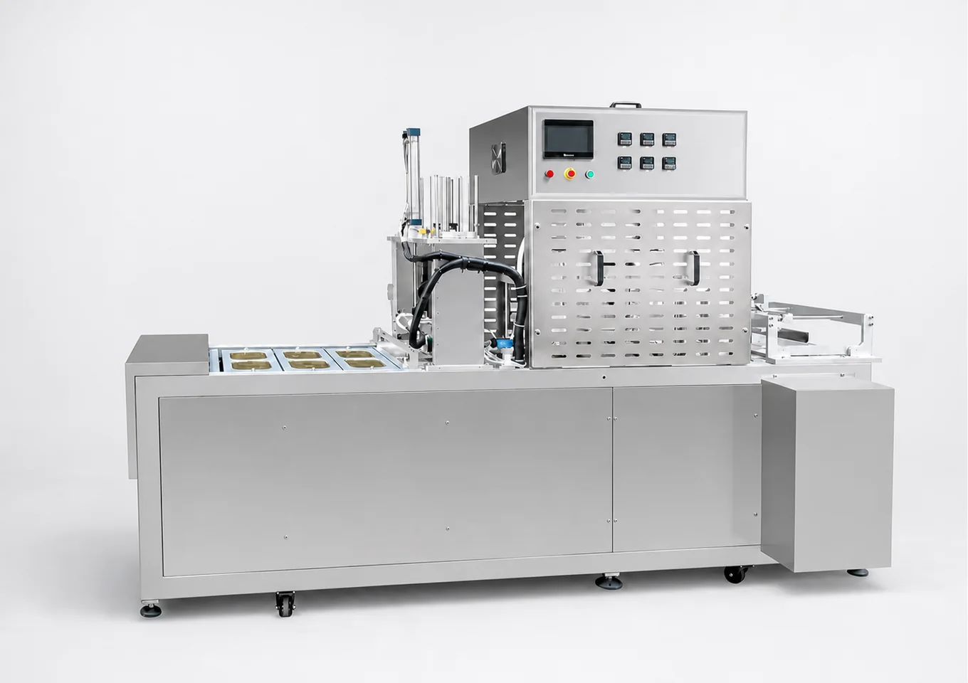 Chain Conveyor Cup/Tray Continuous Sealing Line (Optional Filling)