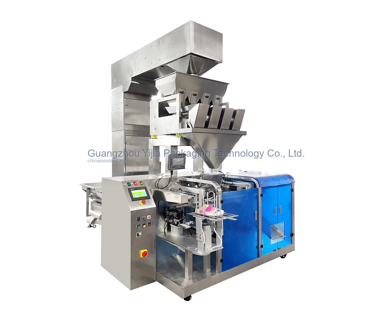 Premade pouch bag feeding packaging machine with combination weigher and feeding system