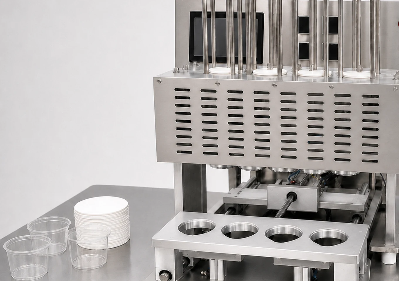 Pre-cut Lid Film Automatic Sheet Feeder — Infeed and feeding area — AI structure illustration