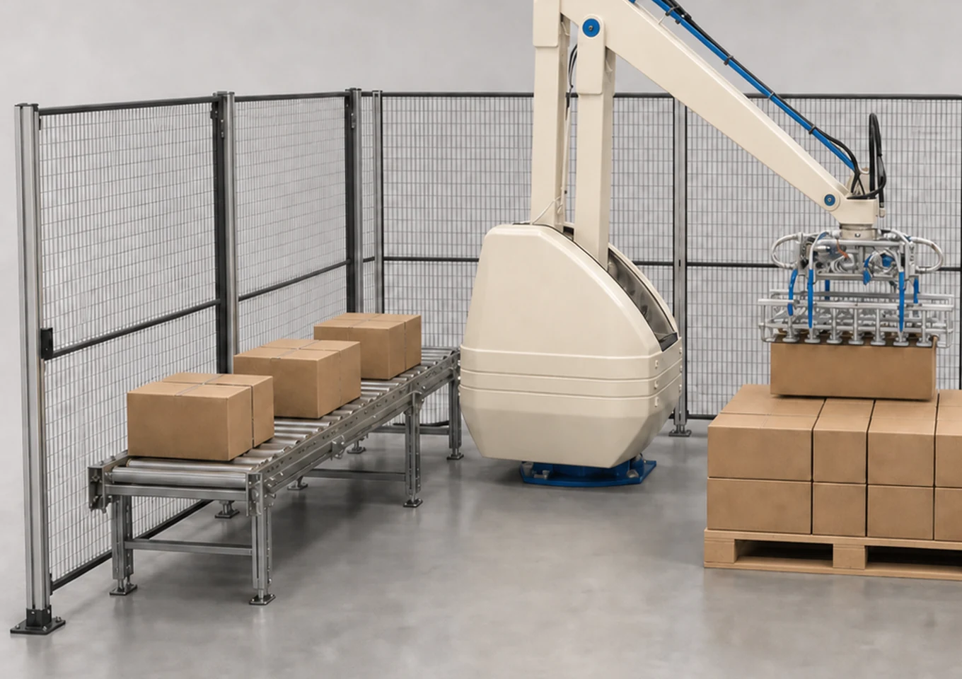ロボットパレタイザー — 供給・投入エリア — AI構造イメージ