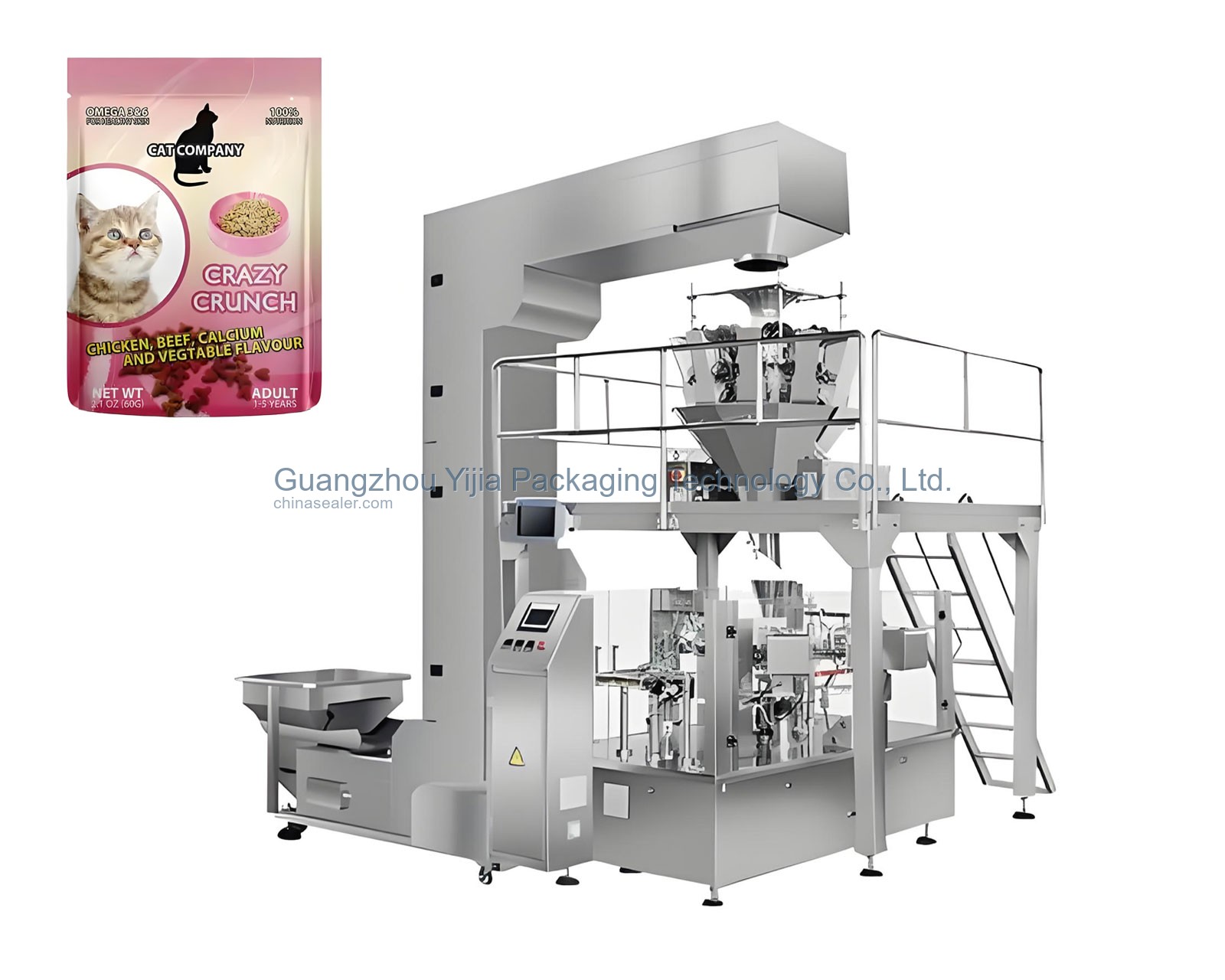 Pre-made pouch filling and sealing packaging machine
